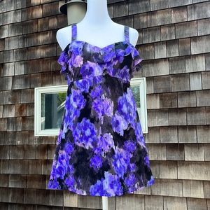 NWOT Denim & Co. Beach Ruffle Neckline Swimsuit size 8.